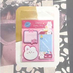 🆕 🎉 kawaii pink aesthetic bunny & gamer sticky note set